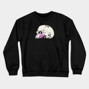 Skull and Pink Rose Crewneck Sweatshirt